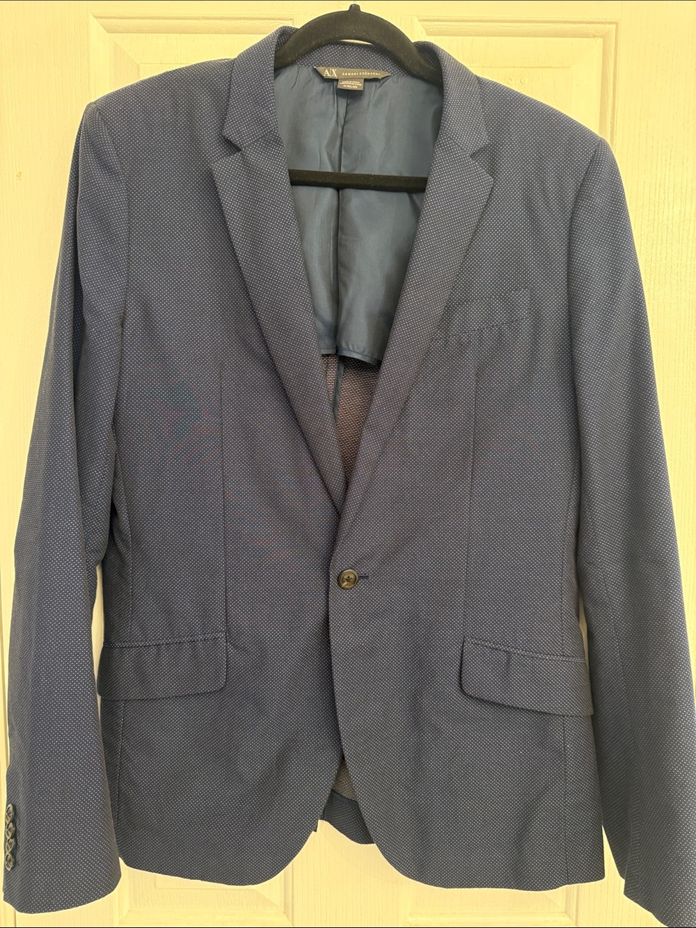 Armani Exchange Men's Navy Blue Textured Sport Coat Blazer